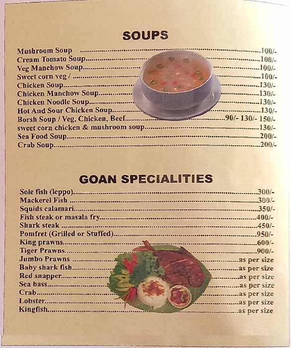 Dom's Beach Shack menu