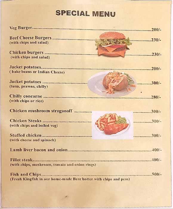 Dom's Beach Shack menu