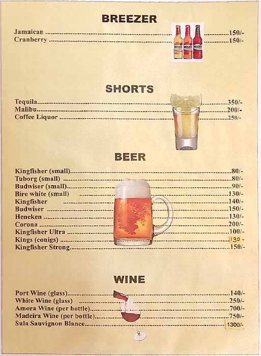 Dom's Beach Shack menu