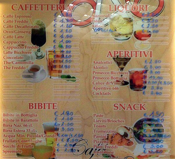 Cafè 646 меню