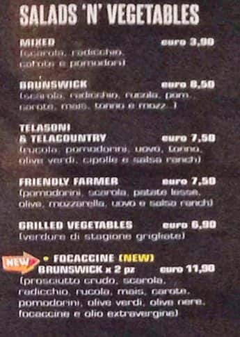 Menu di Brunswick Cafè 