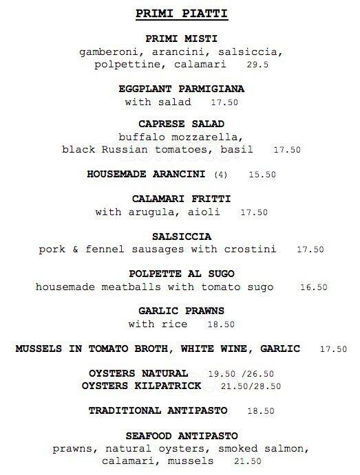 Menu at Condotti pub & bar, Ivanhoe East