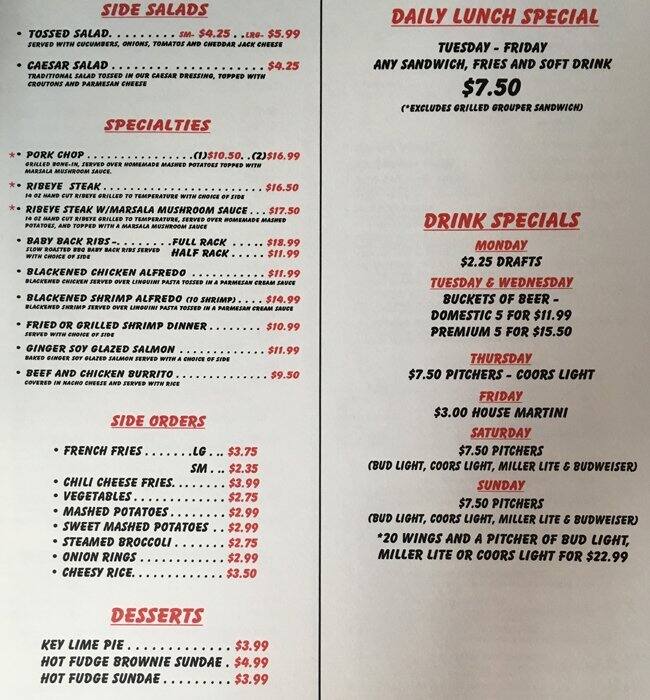 Menu at Grand Stand Bar & Grill, Lovejoy