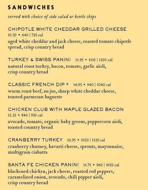 Menu At Nordstrom Cafe Las Vegas Fashion Show Mall