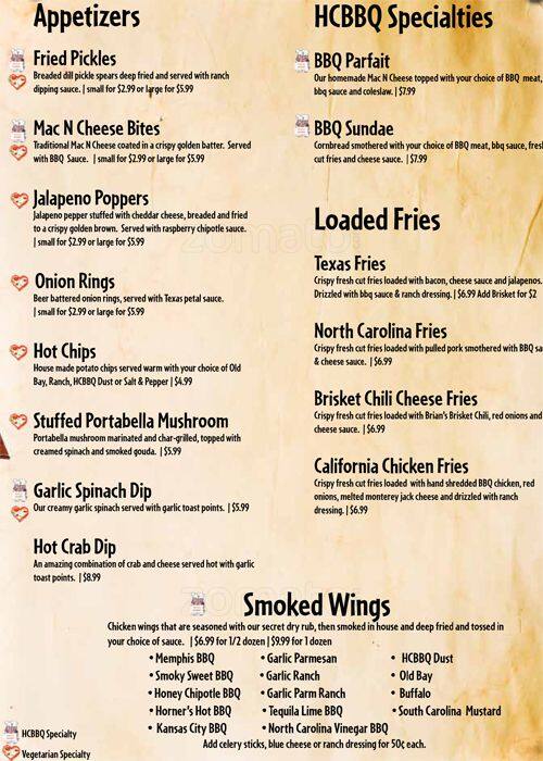 Horner's Corner BBQ & Grill menu Urbanspoon/Zomato
