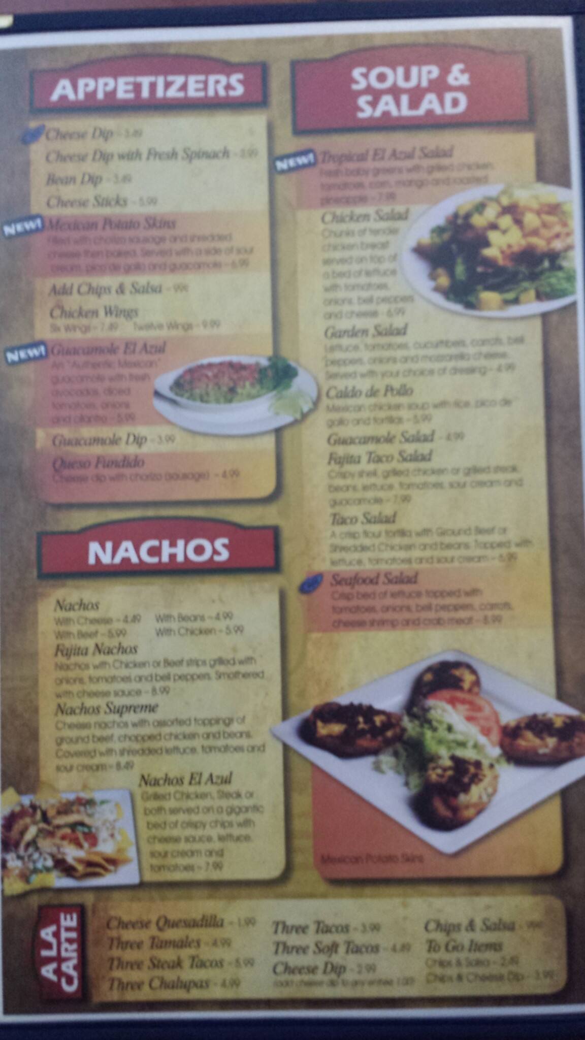 El Azul Grande Ii Menu Menu For El Azul Grande Ii South