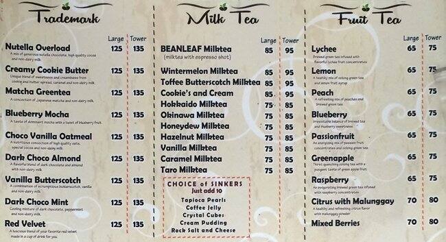 Beanleaf Menu Menu at Beanleaf cafe, Cebu City, Skyrise 3
