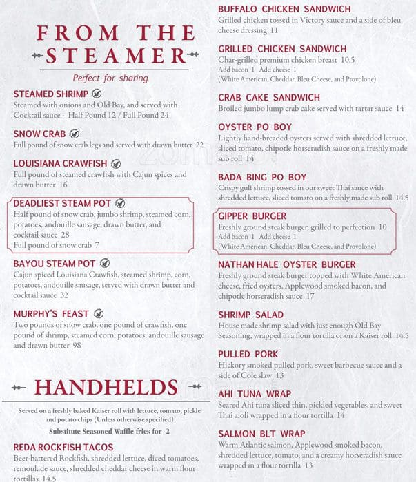 Menu at Ropewalk Ocean City pub & bar, Ocean City