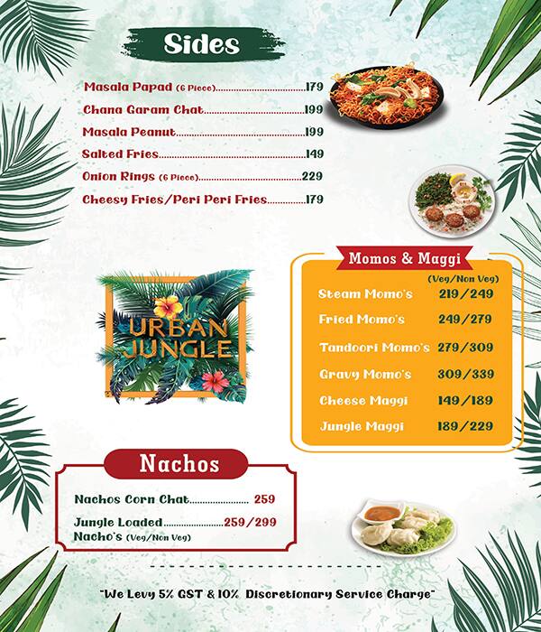 Urban Jungle menu