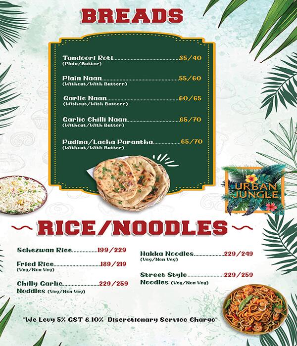 Urban Jungle menu