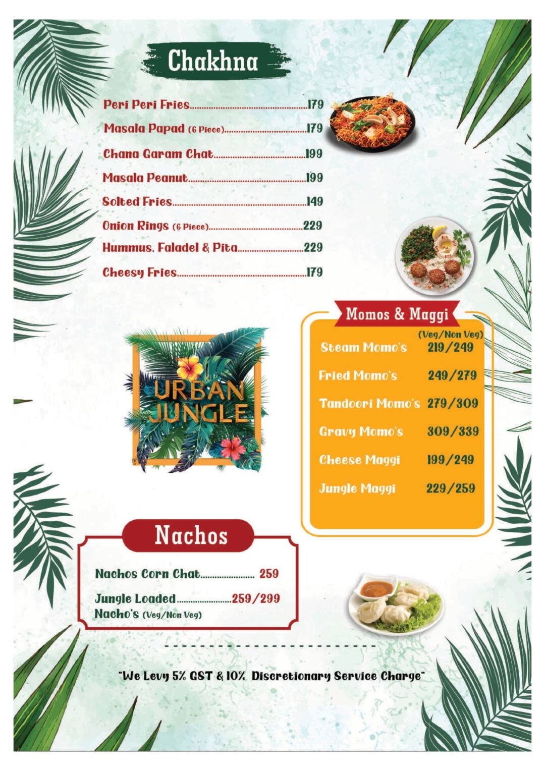 Urban Jungle menu