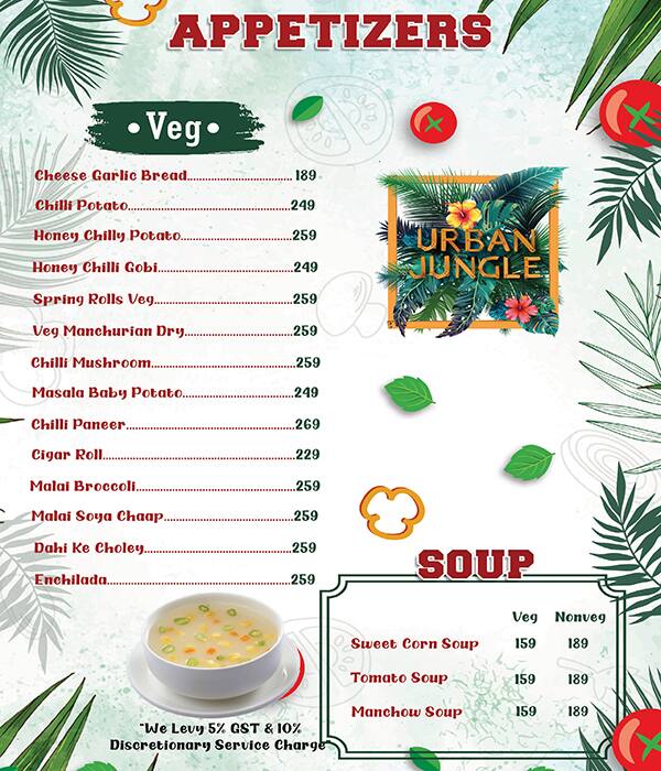 Urban Jungle menu