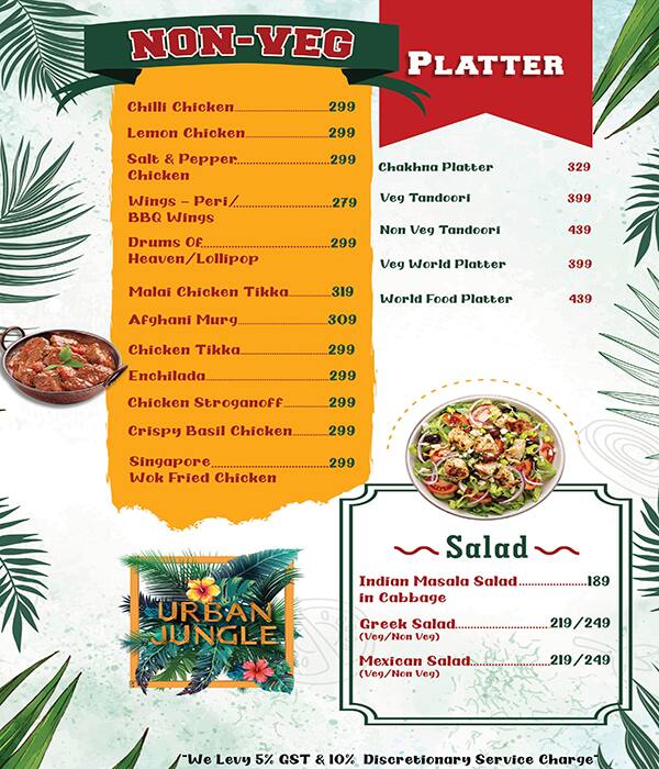 Urban Jungle menu