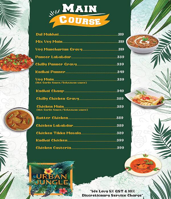 Urban Jungle menu
