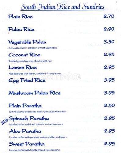 Vijay India Restaurant menu