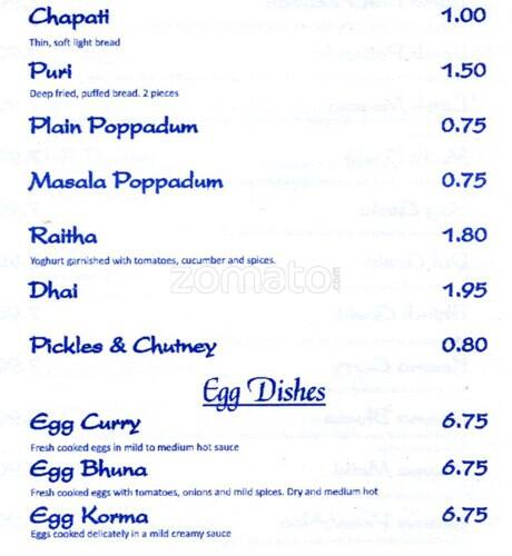 Vijay India Restaurant menu