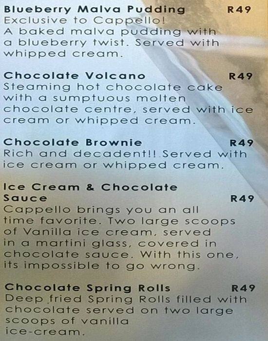 CAPELLO menu