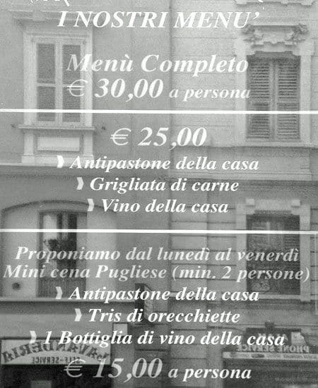 Menu di Osteria Pugliese 