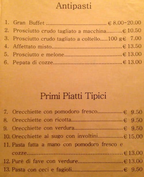 Menu Di Natale Pugliese.Osteria Pugliese Milano A Milano Foto Del Menu Con Prezzi