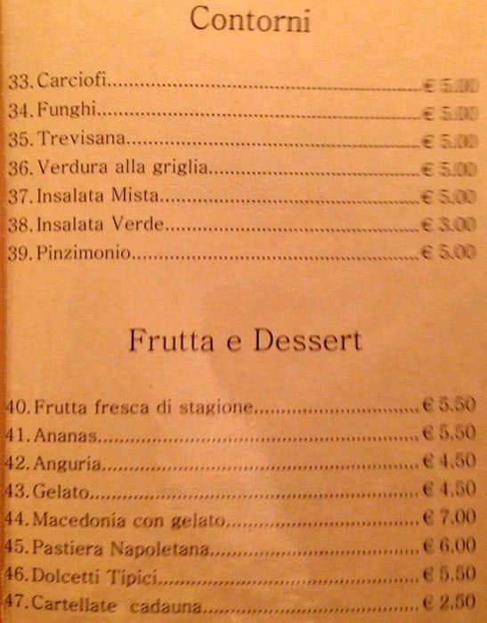 Menu di Osteria Pugliese 