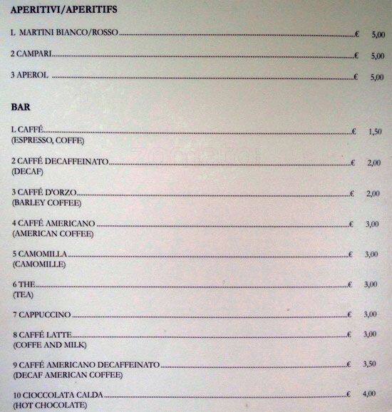 Menu di Da Trani 