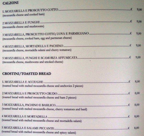 Menu di Da Trani 