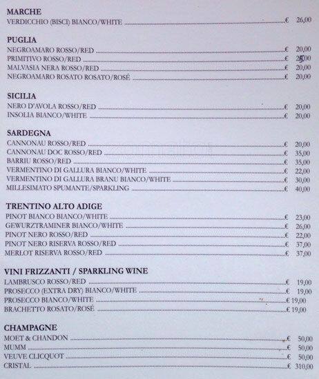 Menu di Da Trani 