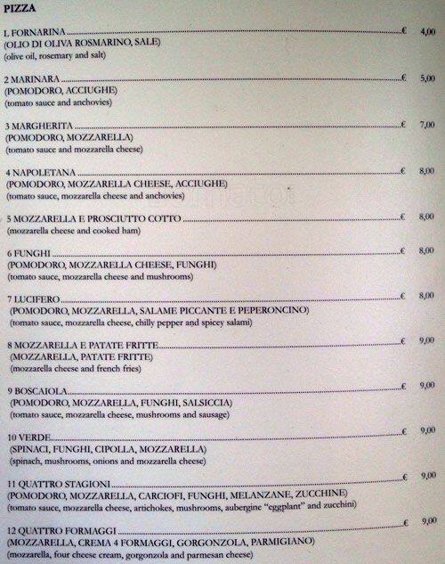 Menu di Da Trani 