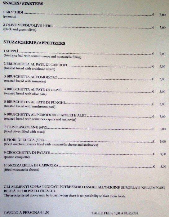 Menu di Da Trani 