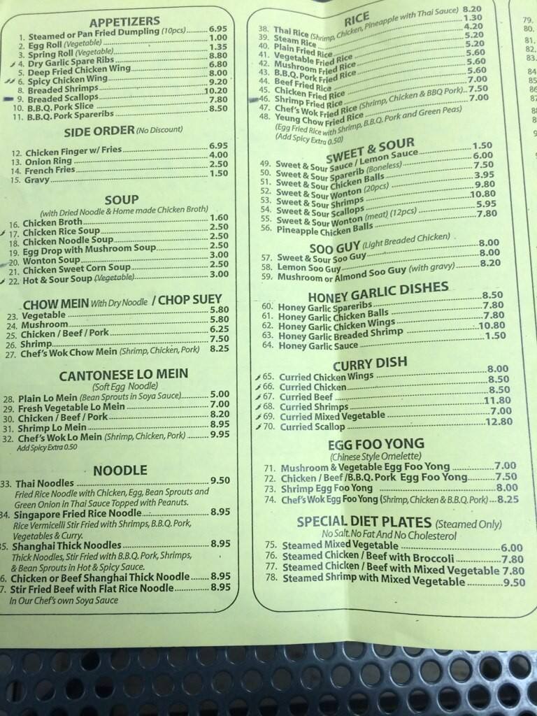 Chef S Wok Menu Menu For Chef S Wok London London