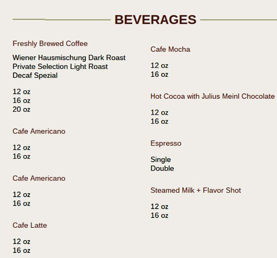 Menu at The Book Cellar cafe, Chicago