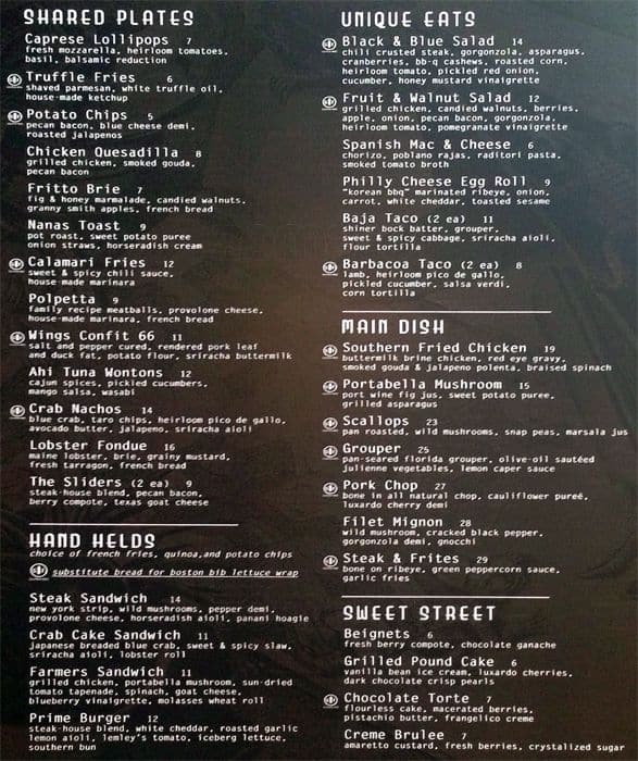 Woolworth Food Menu