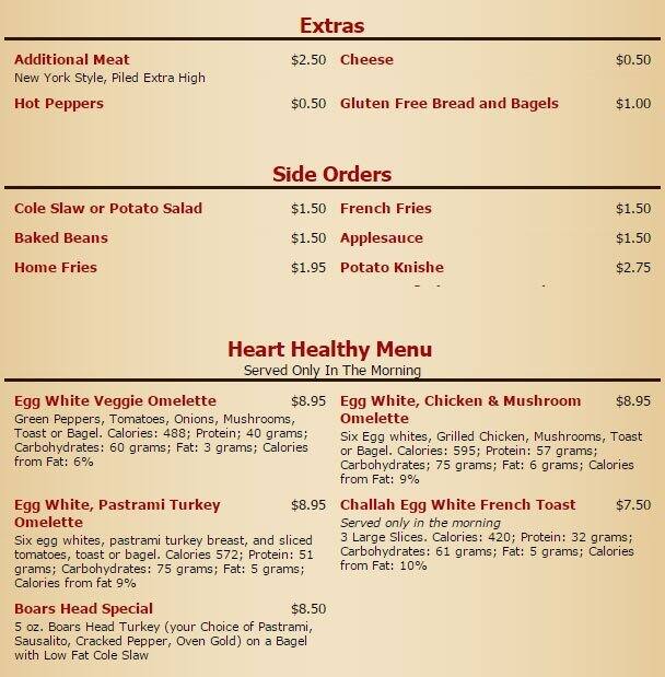 Menu at Boychiks Deli restaurant, Tuckahoe