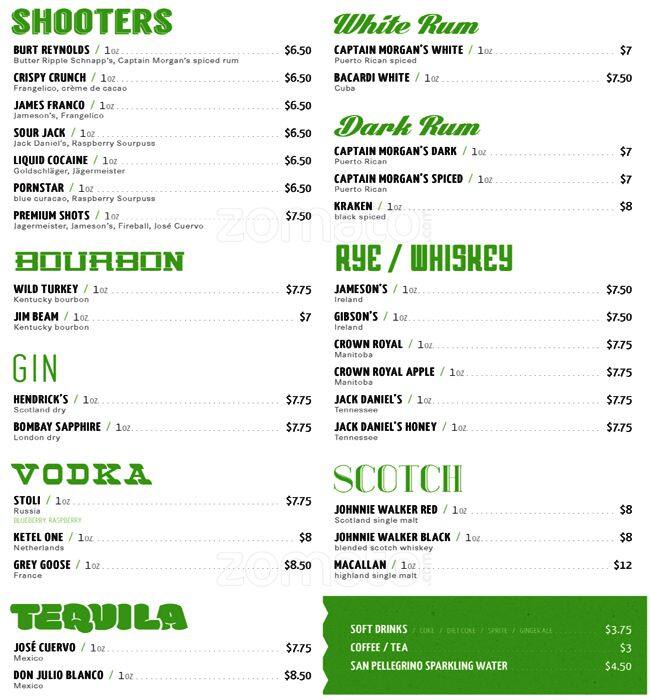 Rattle and Hum menu