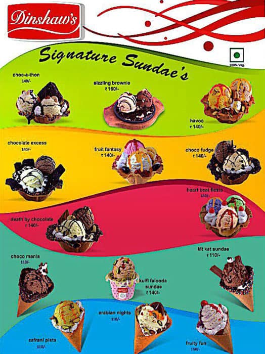 Menu at Dinshaw's Shree Ice Cream Junction, Nagpur