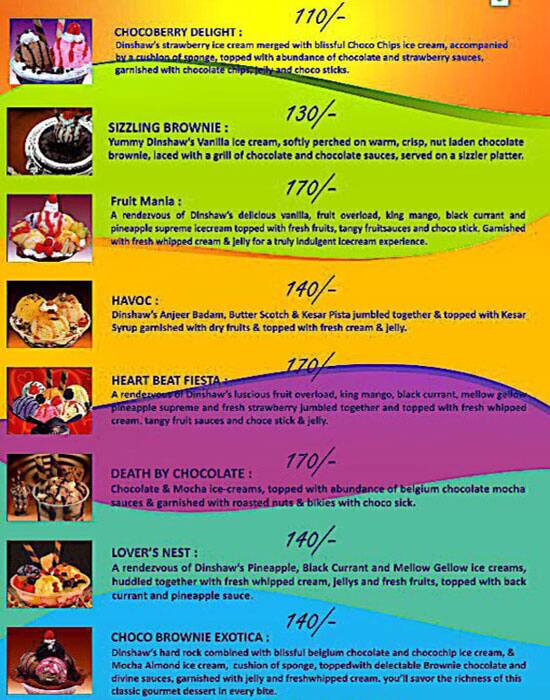 Menu at Dinshaw's Shree Ice Cream Junction, Nagpur