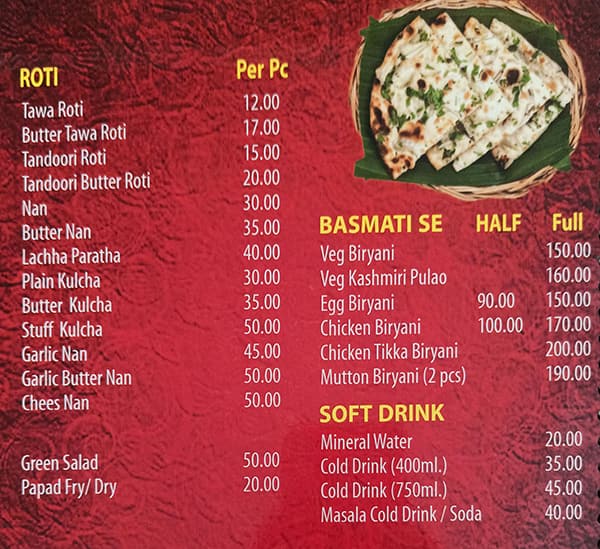 Menu at Tandoori Hut Multi Cuisine Restaurant, Jamshedpur