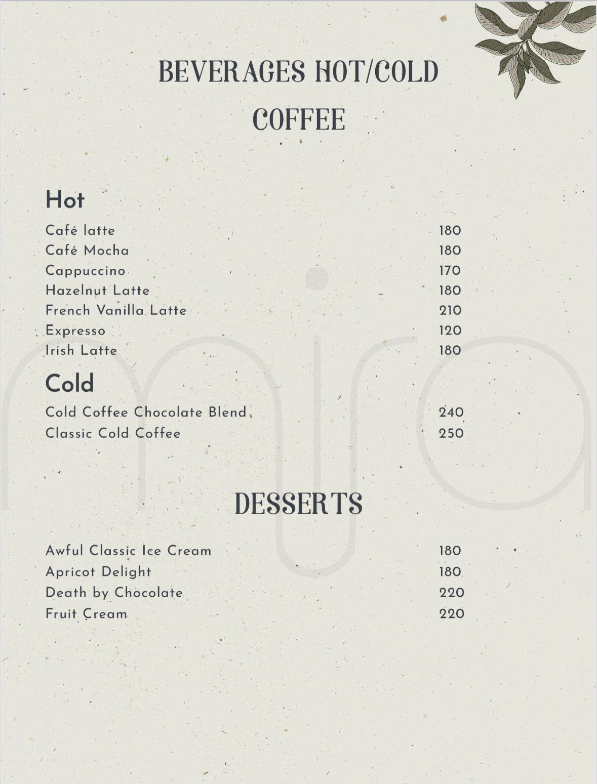 Menu Of Mirame Cafe & Kitchen, Rtc X Roads, Hyderabad