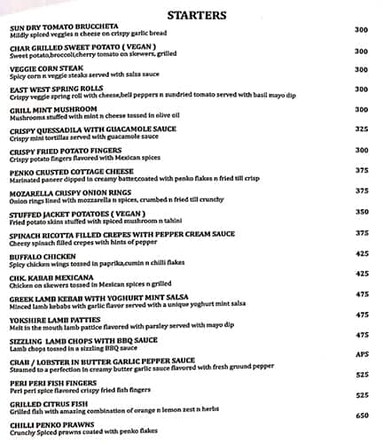 Palates menu