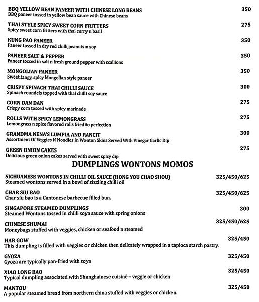 Palates menu