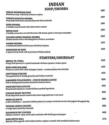 Palates menu