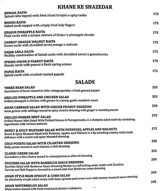 Palates menu
