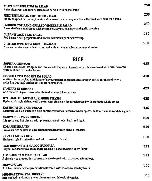 Palates menu