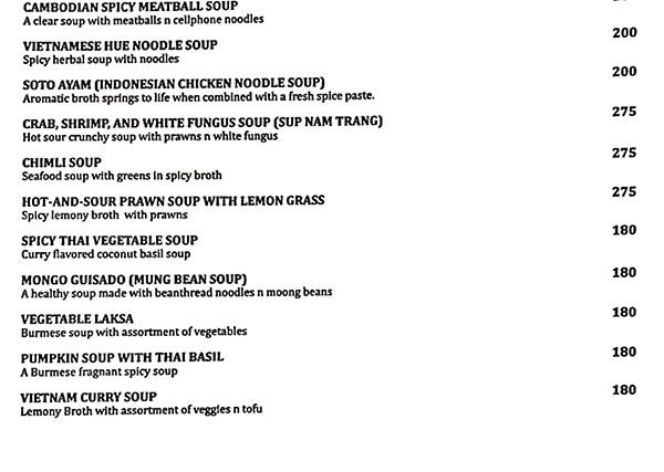 Palates menu