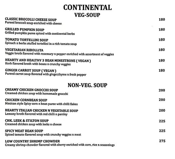 Palates menu