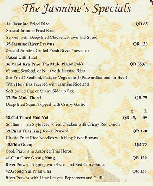 jasmine thai restaurant menu