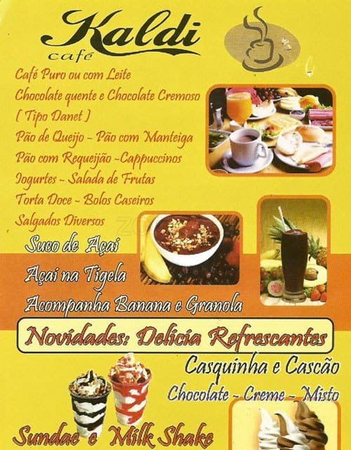 Menu at Kaldi Cafe, São Paulo