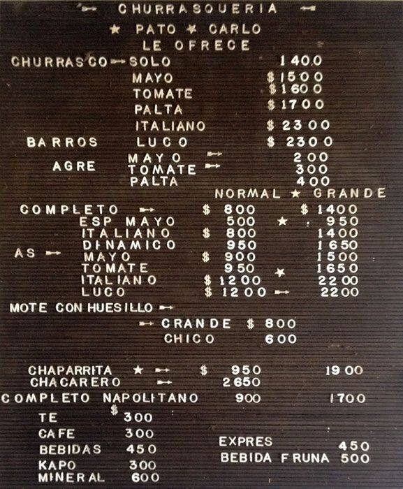 Pato Carló menu