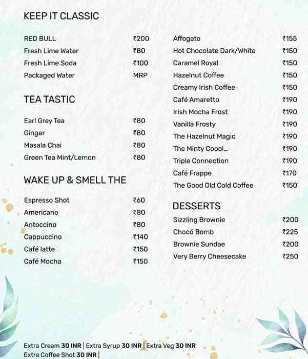 Terazza Bar and Kitchen menu