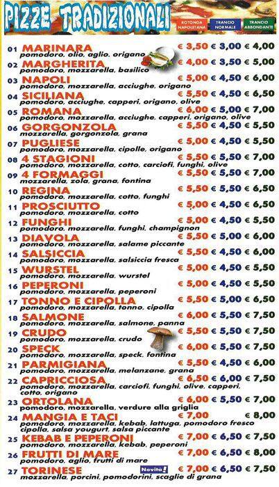 Menu Da Buona Pizza Milano